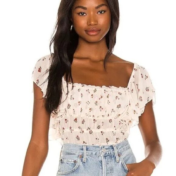 FREE PEOPLE  Juliet Printed Bodysuit cream - Ivory Combo size S - Picture 10 of 11